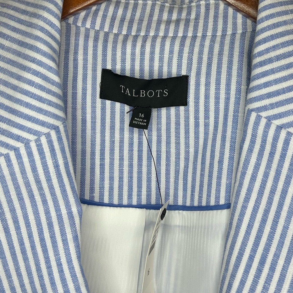 NWT Talbots Women's Blue and White Striped Blazer - Picture 2 of 7